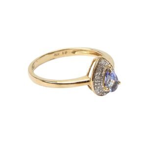 Designer Womens 10K Yellow Gold Tanzanite+Diamond Ring Sz 7.25 2g